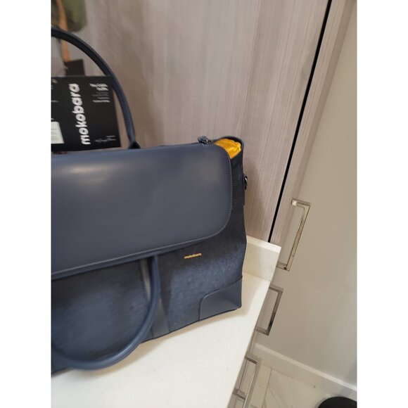 Mokobara The Cabin Duffle Work Bag Leather Water Resistant 15" Laptop Blue New - Picture 3 of 15